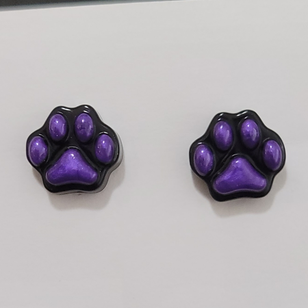 Resin Paw Print Stud Earrings